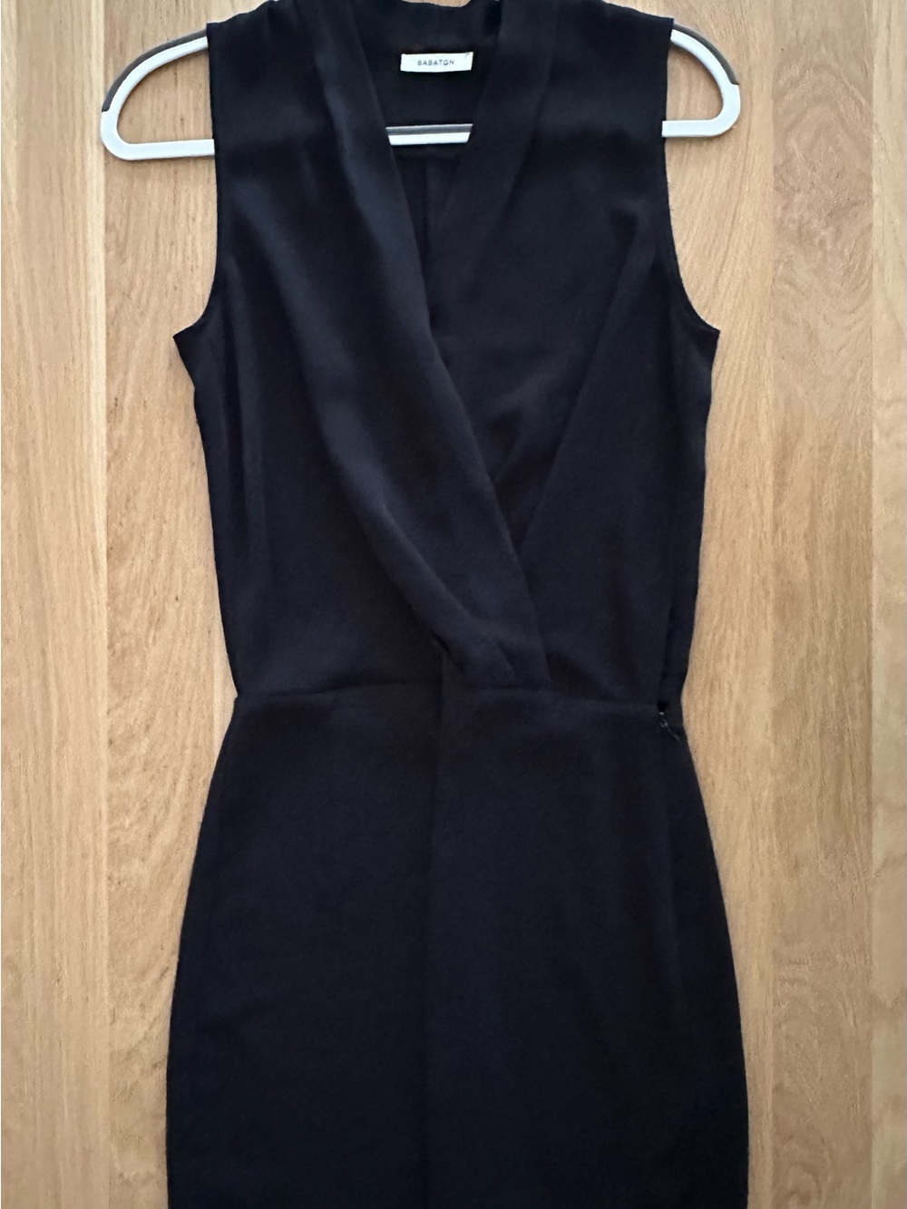 Babaton Black Sleeveless Faux-Wrap Mini Dress